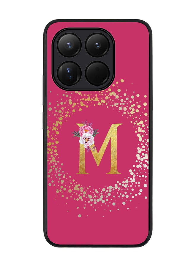 For Xiaomi 15T Case,Slim fit Camera Protection, Shockproof Thin Phone cover  - Custom Monogram Floral - M ( Deep Pink )